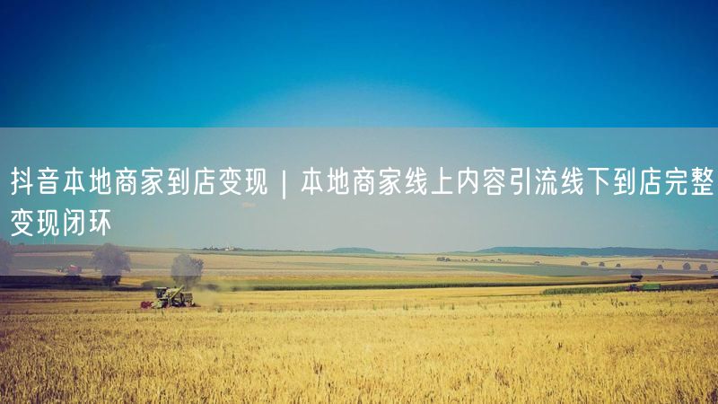 抖音本地商家：线上引流+内容营销，打造到店变现闭环