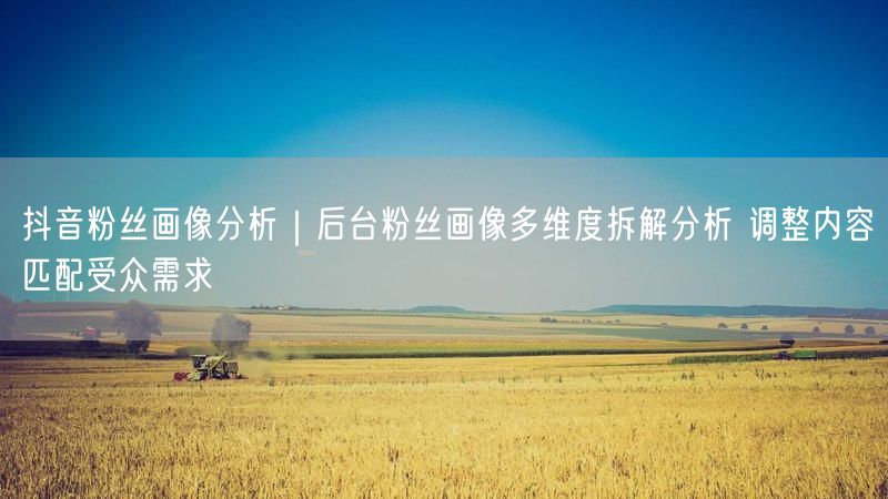 抖音粉丝画像分析｜后台粉丝画像多维度拆解分析 调整内容匹配受众需求
