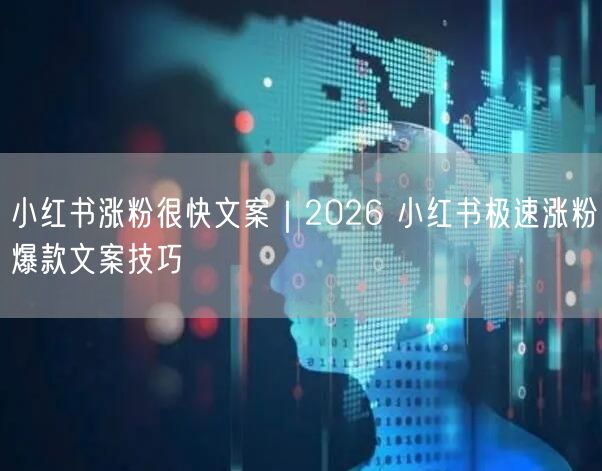 2026小红书极速涨粉：揭秘爆款文案创作流量密码