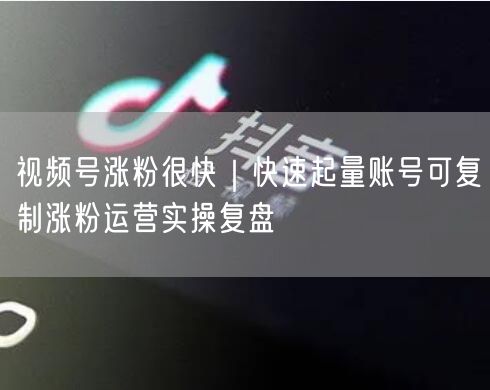 视频号涨粉秘籍：快速起量运营实操与账号复盘