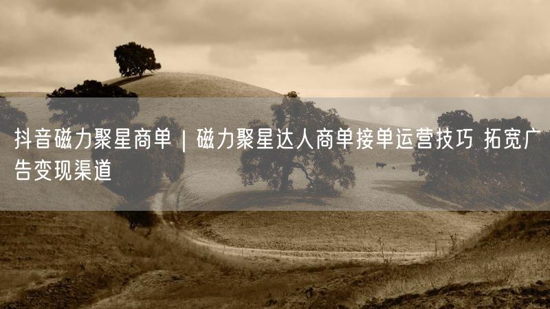 抖音磁力聚星商单｜磁力聚星达人商单接单运营技巧 拓宽广告变现渠道