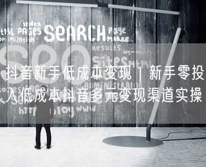 抖音新手低成本变现｜新手零投入低成本抖音多元变现渠道实操