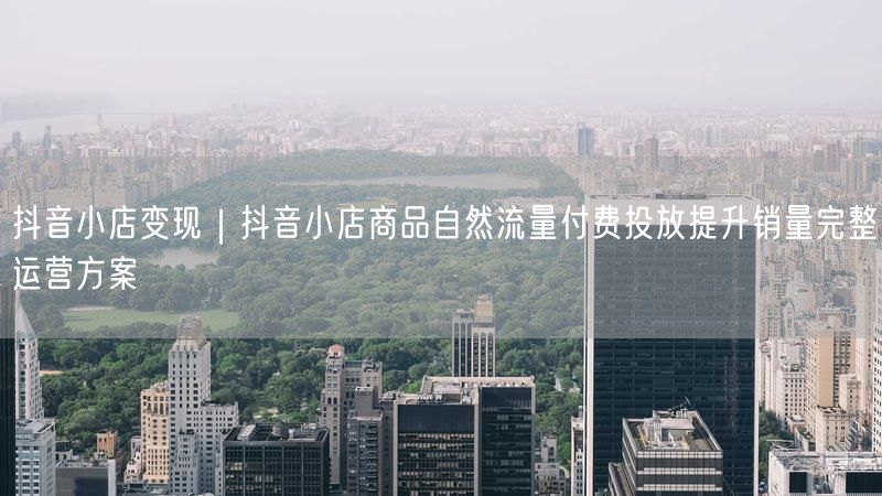 抖音小店变现｜抖音小店商品自然流量付费投放提升销量完整运营方案