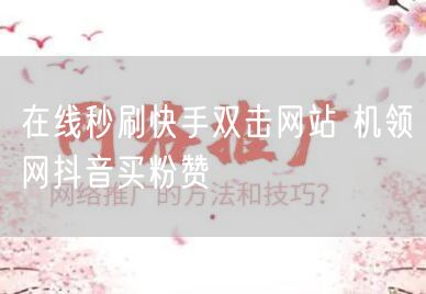 在线秒刷快手双击网站 机领网抖音买粉赞