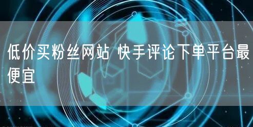 低价买粉丝网站 快手评论下单平台最便宜