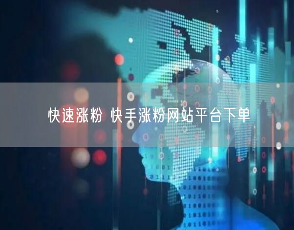 快速涨粉 快手涨粉网站平台下单